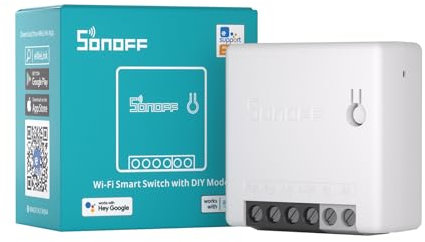 SONOFF MINIR2 Interrupteur Connecté WiFi,2 Voies Interrupteur d'éclairage Sans Fil, Compatible avec Alexa/Google Home/IFTTT, Commande Vocale, Fonction de Temps, Mode DIY, 10A/2200W