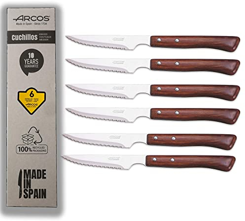 Arcos Lot de 6 couteaux à steak arcs à manche bois et emballage recyclé