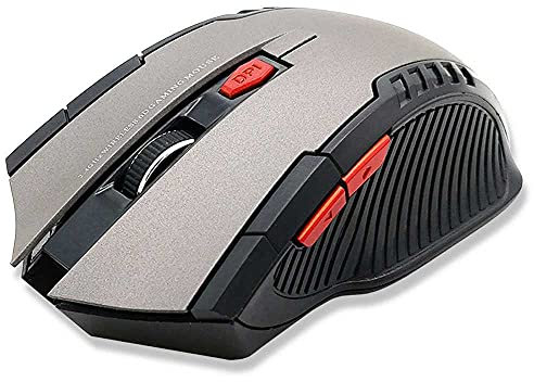 OcioDual USB 2.0 Cordless Wireless Mouse GF2430 Grau Kabellos Maus Optischer Sensor 6 Tasten 800 1600 DPI Empfänger Funkmaus