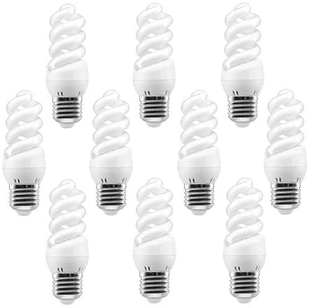 TECNOLUX EURO T.E Mini Bombilla Espiral Bajo Consumo E27 (3000K Luz Cálida) 21W (Pack 10)