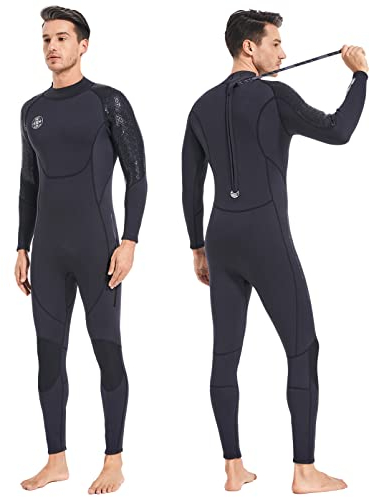 Neoprenanzug Herren Neopren Thermo Schwimmanzug - 3MM UV Schutz Damen Tauchanzug Lange Ärmel Rückenreißverschluss Ultra Stretch Schwarz Wetsuit Outdoor Taucher für Tauchen Surfen Wassersport XL