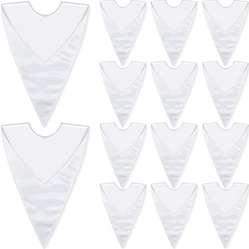 Sureio 12 Pcs 12/24 Pcs V Shape Choir Stole Graduation Stole Unisex Adult Plain Reversible for Choir Members Graduation Party (White)