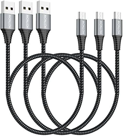 HOTNOW Short Micro USB Cable 0.5m 3Pack,50cm micro USB to USB cable for Kindle Fire, Galaxy S7 S6,A10, Edge S5,Note 5,PS4,Huawei Y7, Y6,Xperia Z5, Z3, Paperwhite,Oasis Tablet, Moto E6