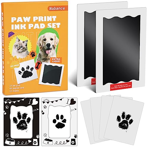 Nabance Pfotenabdruck Set Hund 2 pcs Großformat Baby Fussabdruck Set Fußabdruck Baby Handabdruck Baby Fussabdruck Baby mit Fotorahmen ohne Kontakt zur Farbe für Hund und Katze Geschenk für Baby