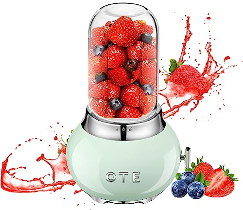 OTE Mini Blender Smoothie, Corps Acier Inoxydable, Blender Smoothie Portable avec Verre Borosilicaté épais 400ml, 20000 tr/min, 4-Blade Knife Mixeur Smoothie, Sans BPA, Vert 2