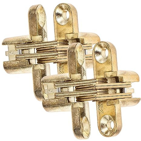 DOITOOL 6pcs Hidden Hinge Zinc Alloy Cross Hinge Mute Table Invisible Cross Without Screws for Door Loose-Leaf Use