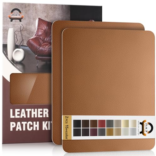 Kit di Riparazione in Pelle Marrone chiaro, 28×21 cm Nastro Adesivo in Pelle, Pelle Adesiva per Riparazioni Patch di Riparazione in Pelle per Divani, Automobili, Reclinazioni, Borse, Tappezzeria