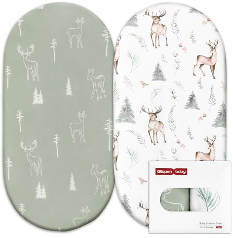 GLLQUEN BABY Bettlaken Spannbettlaken für Babybett 2 Pack,Matratzenschoner für Laufgitter, Oeko-tex100 Moseskorb Stubenwagen Baby Spannbetttuch Bezug, Kinderwagen Matratzenbezug für Neugeborenes