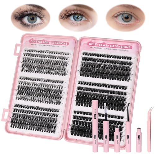 Aomig Pestañas Postizas, 570 Pcs Kit Profesional de Pestañas Pelo DIY, Longitudes 8-16mm, Material Ecológico y Herramientas Incluidas para un Look Natural, A