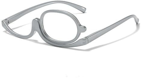 JZ 2X occhiali da trucco ingrandimento con lente girevole - occhiali da lettura ad alta definizione per le donne, eleganti e funzionali per trucco, artigianato e lavoro di primo piano (Silver 3.5)