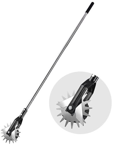 Rasenkantenschneider mit Stiel,Rad Rotationskantenschneider,Edelstahlgriff Einstellbar,Rasenschneider Kantentrimmer,Rasentrimmer,Manueller Rasenkantenschneider für Gehwege Hof Garten