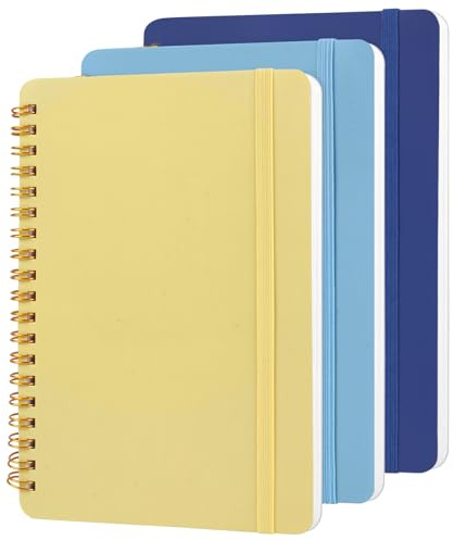 Utron 3 PCS Small Spiral Notebook 5x7, Notebooks for Note Taking, Blue Color Scheme Spiral Journal Notebook, Work Notebook Small Notebooks 5x7 with Strap, Cute Notebooks for Women 70 Sheets/Note Books