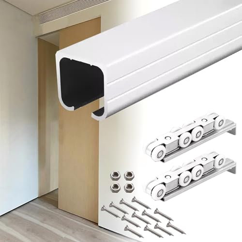 Kit binario per porta scorrevole da 1,2 a 7,8 m, con carrelli a 8 ruote, sistema di guide di ricambio per porta esterna per un funzionamento regolare