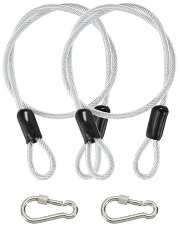 PATIKIL Security Cable 2 ft x 3/16 (4mm), 2Pcs Braided Stainless Steel Coated Safety Wire Rope with Double Loop for Travel Luggage Bicycle Lock Cable, Transparent