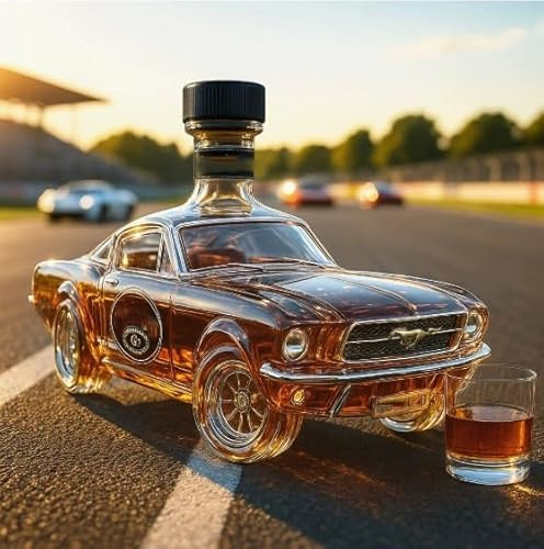 Whiskykaraff, 300 ml bilformad glasflaska, propp klassisk racerbildesign, vintage sprit dispenseringsbehållare för hemmabruk