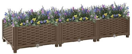 Mokuyary Fioriera da giardino per esterni, fioriera da giardino, fioriera per piantare piante Arriate, 120 x 40 x 23 cm, in polipropilene, per la coltivazione di verdure, piante