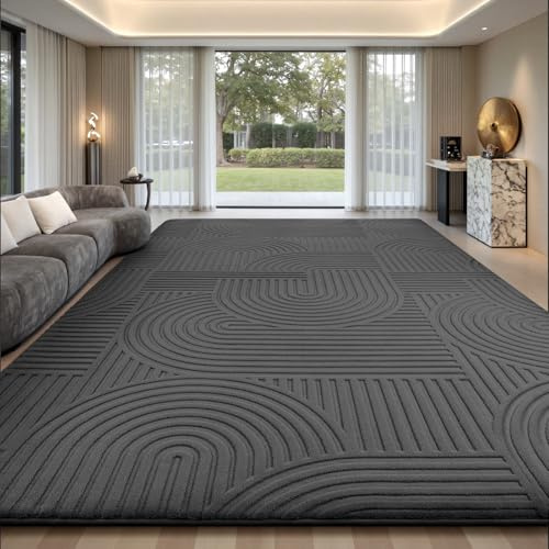 Sour Lemon Rugs Living Room 200x300cm,3D Grey Area Rugs for Bedroom, Extra Large Rug for living room Circle Design, Washable Soft Shaggy Non Shedding Fluffy Carpet Mat for Kitchen Office