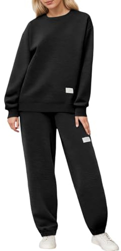 Lggwunsi Tuta Donna Invernale - Completa 2 Pezzi Tuta Primavera Ginnastica Elegante Morbida Felpa + Pantaloni Casual Comodi Abbigliamento per Jogging Correre Fitness,Nero,3XL
