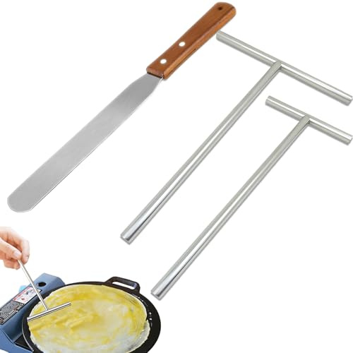3 delar set crepes stekspade i rostfritt stål crepesdelare spatlar perfekt för att baka kakor, dela sylt och förbereda pannkakor och crepes