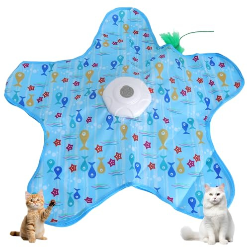 VOSSOT Juguete Interactivo para Gatos, Juguete Estimulante en Forma de Estrella, Tres Niveles de Velocidad para estimulación Mental, Juego, Entrenamiento y Caza