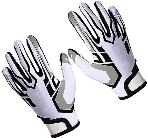 Hamwesh Football Gloves, Anti Slip Silicone Grip Breathable Mesh Receiver Football Gloves, Men with High Tack Palm for Men Women Youth Adult Sports (M)