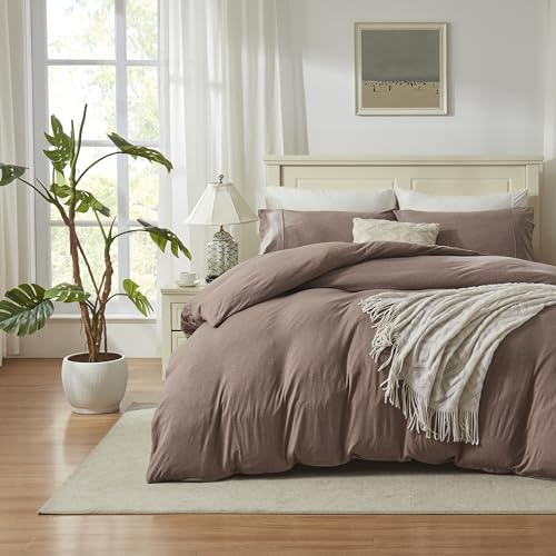 H HOUSEHOLD Jersey Knit Cotton Duvet Cover Set Bedding Set Soft Knit Comforter Cover Twin Size 2 Pieces Bedding Set 1 Duvet Cover 1 Pillowcase Twin Duvet Cover Set