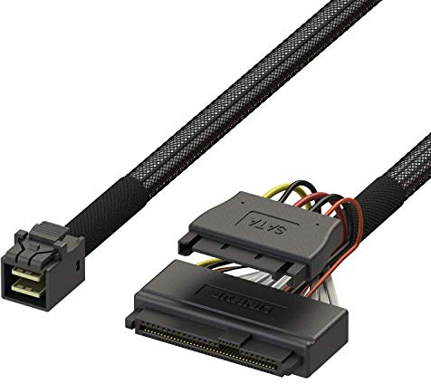 LINKUP - Internal 16G U.2 Cable (85Ω 85ohm PCIe Gen 4 Mini SAS HD to U.2/SFF-8643 to SFF-8639 Cable) with SATA Power - 0.6 meters/2 feet