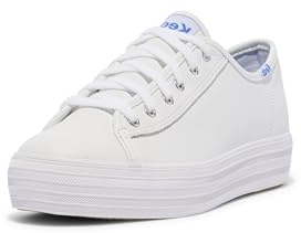 Keds Triple Up Leather, Sneaker Womens, White Leather, 8.5 Medium