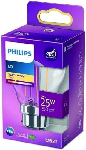 Philips ampoule LED Equivalent 25W B22 Blanc chaud non dimmable, verre