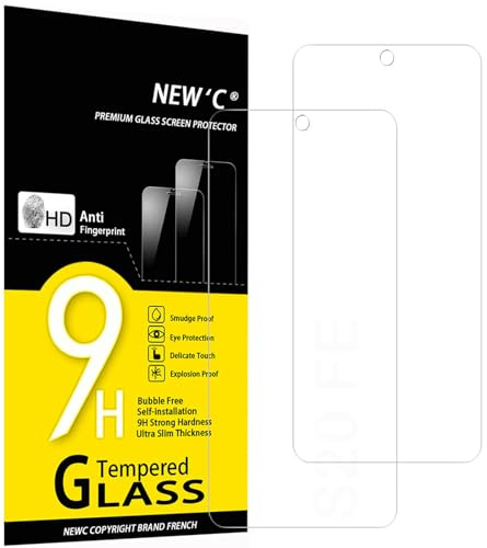 NEW'C Lot de 2, Verre Trempé pour Samsung Galaxy S20 FE / S20 FE 5G, Film Protection écran -sans Bulles d'air -Ultra Résistant (0,33mm HD Ultra Transparent) Dureté 9H Glass