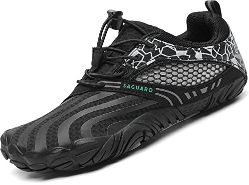 SAGUARO Unisex barn barfotaskor snabbtorkande vandringsskor lätta löparskor storlek 24–36, Graphit svart, 27 EU
