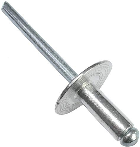 AERZETIX - 100 st blindnitar Ø4,8 x 12 mm med 16 mm brett huvud - DIN 7337 C - stambrytande pop-nit - aluminium/stål - C48270