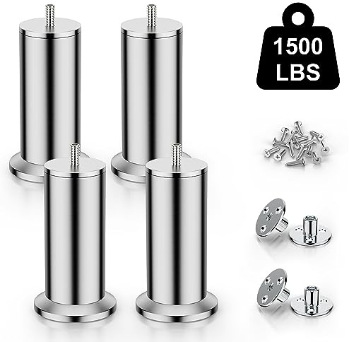 CXPDC Lot de 4 Pieds de Meubles en Acier Inoxydable 304, pour Pieds d'armoire, Pieds de lit, Pieds de canapé, Pieds de Table, avec vis M8, Support de Plus de 600 kg. (12,5 cm)