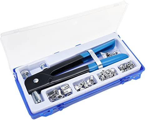 BOOMSTART 86 Stück Nietzange Set, Blindnietzange Set Nietmutternzange Nietenzange Gewindenietzange Nietpistolen Werkzeug Gewinde Blindnietzange mit M3 M4 M5 M6 M8 Dorne und 80PCS Nietmuttern