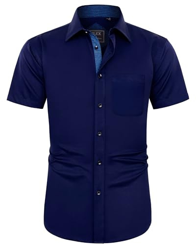 J.VER Men's Short Sleeve Dress Shirt Non Iron Stretch Regular Fit Summer Business Smart Casual Button Down Shirts
