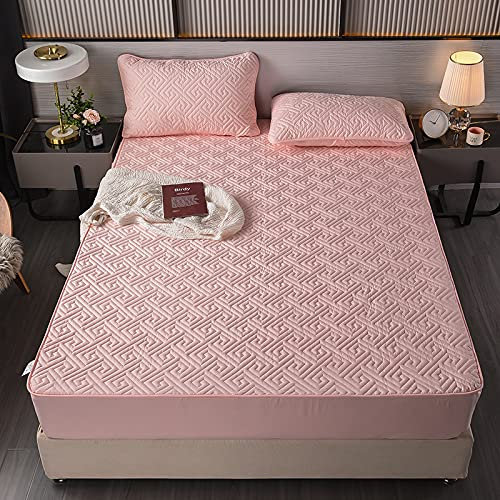 HAIBA bettlaken Gesteppte Gewaschener Baumwollstoff spannbettlaken 3PCS:90x200cm/16-25cm bequemer matratzenbezug 2 gratis-kopfkissenbezüge