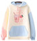 HIMI HIMIFASHION Kawaii Sweat à capuche chaud pour fille Motif fraises Mignon Boissons Imprimé Loose Fleece Sweatshirt Patchwork Casual Pullover Tops, beige, Taille unique