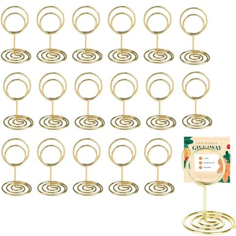 YREYBN 20 Table Number Holders, Tabletop Photo Holder Menu Clips,reusable wedding card holder for wedding parties,mini card holder for wedding parties, family banquet,Wedding Anniversary (Gold)