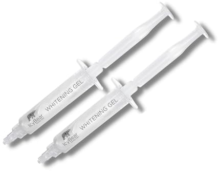 ICY Bear Dental Teeth WHITENING Gel Refills – 2 x 5ml Tooth Whitening Gel Syringes - High-Concentration Pap Formula – Up to 10 Shades Whiter – Vegan & Cruelty-Free – for Home Whitening