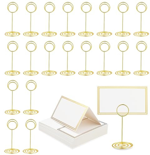 XingyLi 45 Stück Metall Tischkartenhalter, Gold Tischnummernhalter mit Tischkarten, Fotohalter Kartenhalter Sitzetiketten, Memohalter, Menükartenhalter, Namenskarten Halter für Hochzeiten Jubiläen