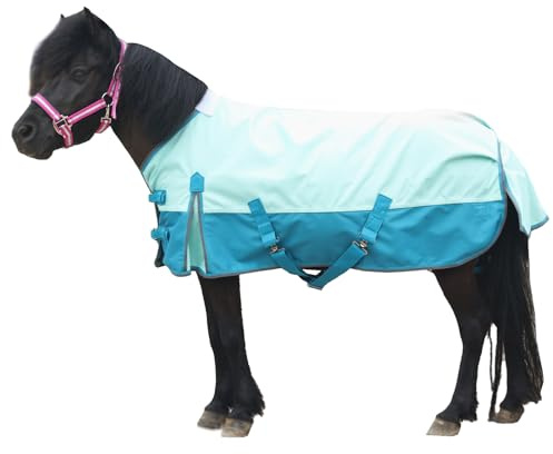 Gallopoff 1200D Pony/Shetty Pferdedecke ohne Füllung (0 g), Leichte, wasserdichte, Atmungsaktive und Reißfeste Regendecke für Fohlen, Minipferde, Zwergpferde, Kleinpferde und Miniponys