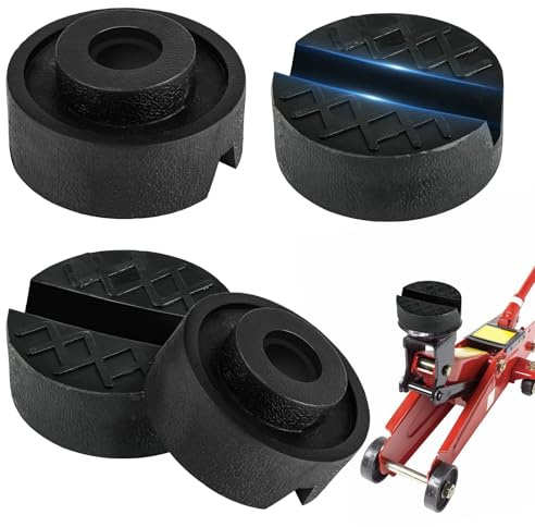 4 Stück Wagenheber Gummiauflage, Universelle Wagenheber Gummi, Schwarz Gummiauflage für Wagenheber mit Rillen und Waffeloberfläche, Gummi Wagenheber Auflage für Hebebühnen