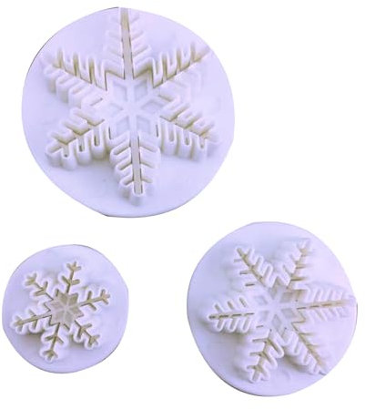 3Pcs Snowflake Plunger Cookie Cutter Snowflake Cake Fondant Mold Cake Decorating Tools Baking Accessories