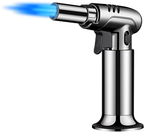 Aideepen - Soplete de gas recargable con cierre de seguridad y llama ajustable, quemador de crème brûlée para cocina, repostería, camping y barbacoa (butano no incluido)