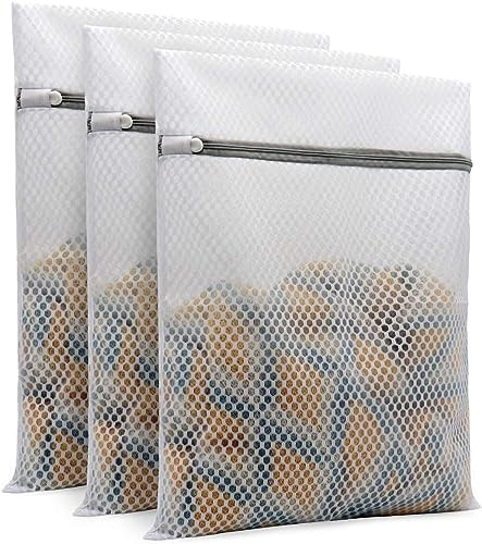 Sacchetti per bucato in rete per capi delicati, design a nido d'ape, set di 3 pezzi (40x50 cm)