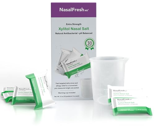 NASALFRESH MD Extra Strength Xylitol Nasal Rinse Packets - 7.5g Clinical Based Formula for Sinus Relief, Congestion, Allergies - pH Balanced, Drug-Free - 30 Individually Wrapped Pre-Measured Sachets