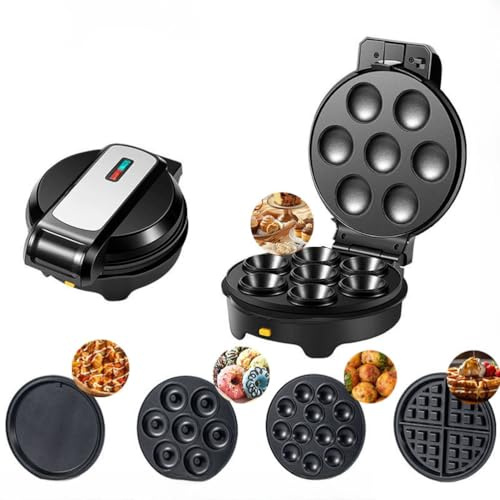 YIGECHENXIN Machine à Donuts Mini 1000W pour Les Vacances, 5 Types de Machines à Sandwich interchangeables parfaites pour Le Petit-déjeuner, Les collations, Les Desserts et Plus Encore.