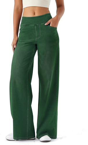 LaiEr Large Denim Wide Leg Pants for Women, High Waisted and Slimming with Multiple Pockets, Straight Tube, Loose fit, Cat Whisker, Marbling wash Craft, High Elasticity Casual Jeans