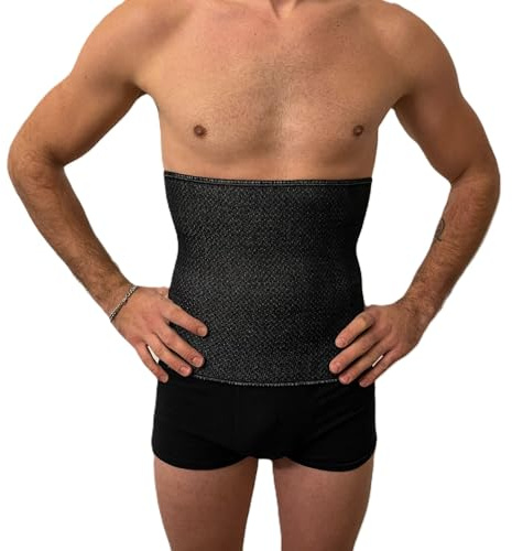 eMMe SQUARE - Fascia Lombare Termica in Misto Lana, Supporto Schiena e Addome, Pancera Elastica Unisex, Made in Italy, Taglia S Nero, Effetto Termico per Dolori Muscolari (Nero, S)