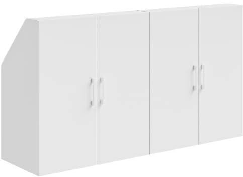 Bellamio Aland Dachschräge Regal in weiß – Dachschrägenschrank mit 4 Türen & 6 Fächern – Bücherregal/Kleiderschrank – platzsparender Stauraum für schräge Wände – Nischenschrank 100x179x52 (HxBxT)